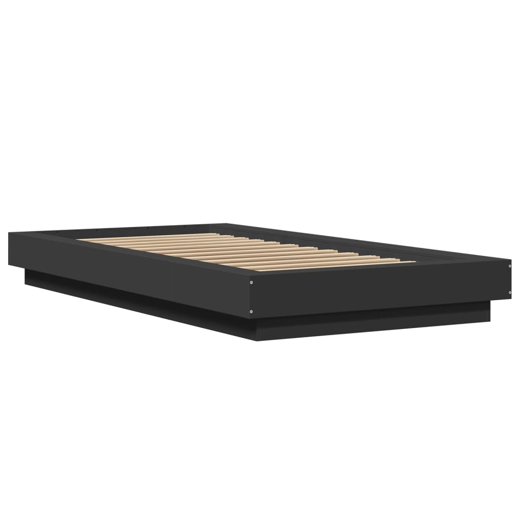 Okvir za krevet s LED svjetlima crni 90x190cm konstruirano drvo