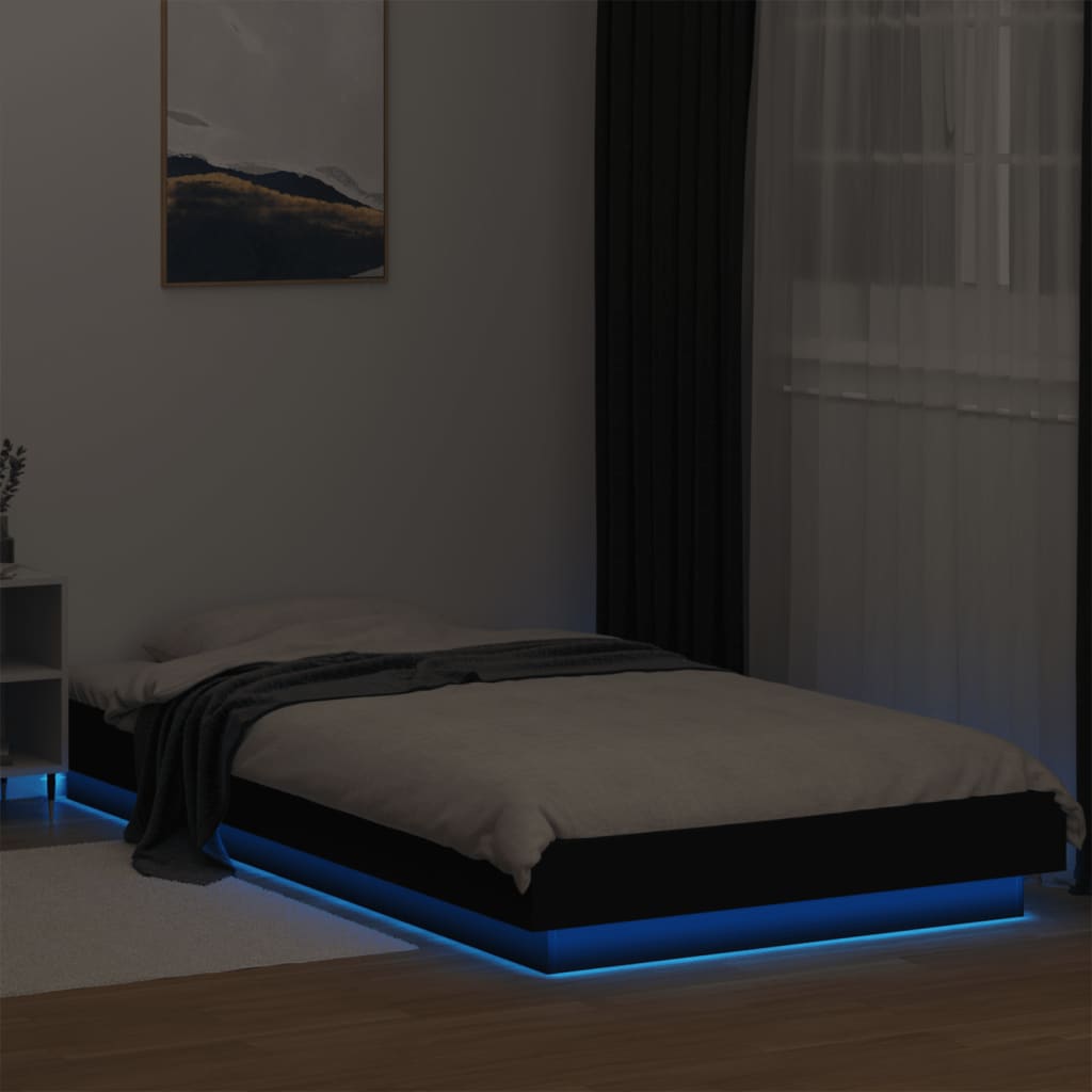 Okvir za krevet s LED svjetlima crni 90x190cm konstruirano drvo