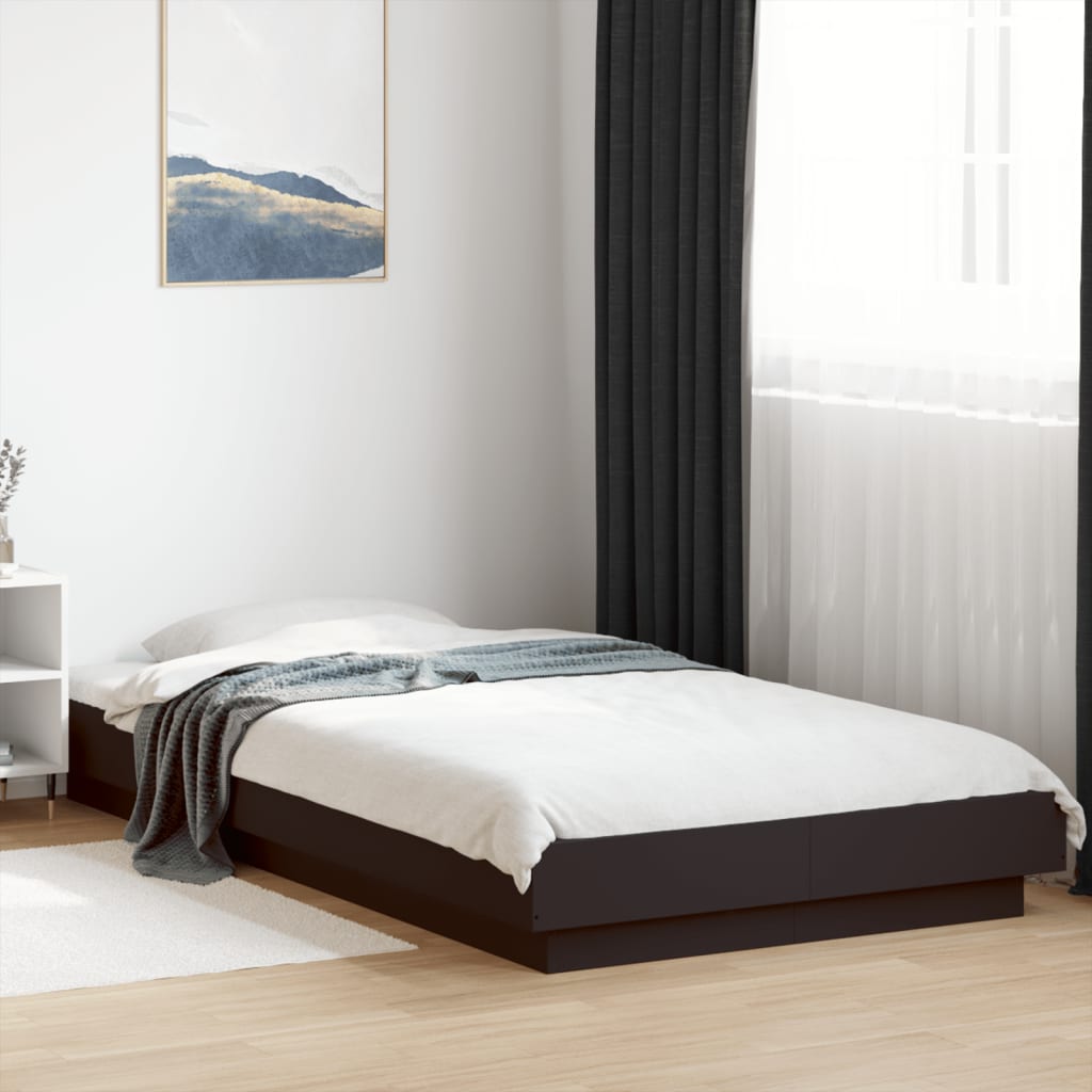 Okvir za krevet s LED svjetlima crni 90x190cm konstruirano drvo