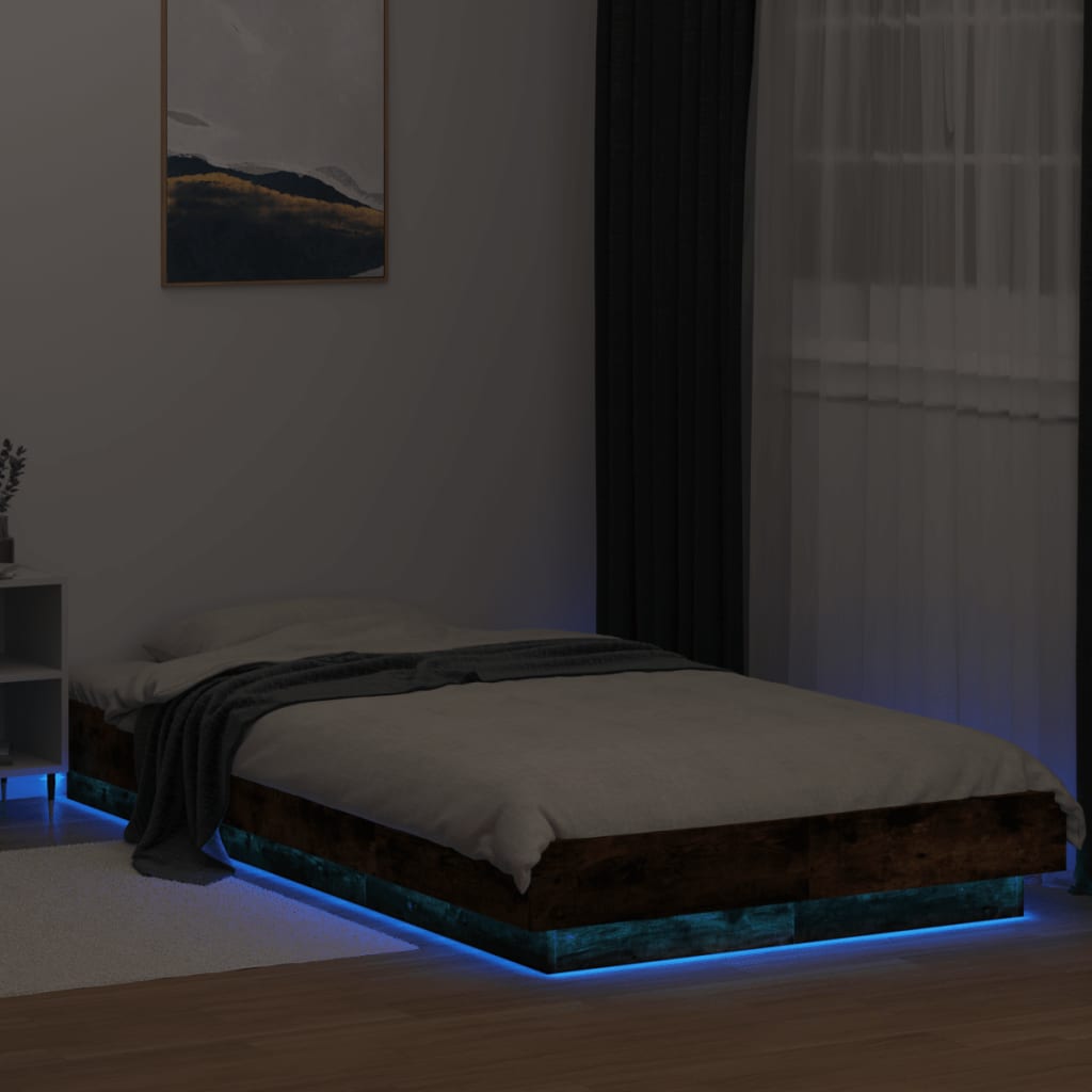 Okvir za krevet s LED svjetlima 75x190 cm od konstruiranog drva