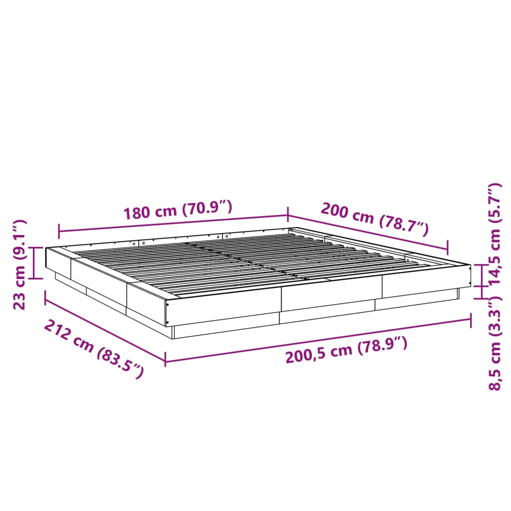 Okvir kreveta boja hrasta 180 x 200 cm od konstruiranog drva