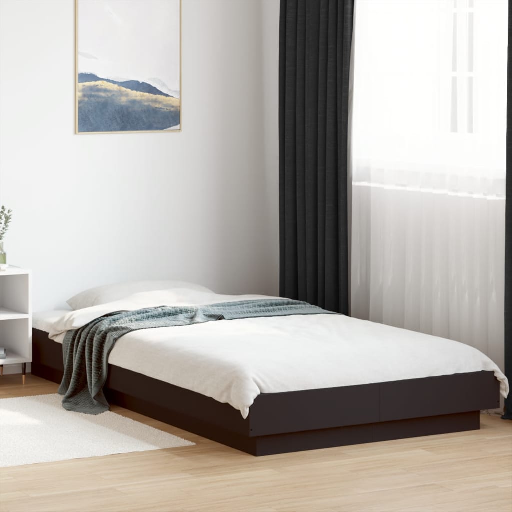 Okvir za krevet crni 75 x 190 cm od konstruiranog drva