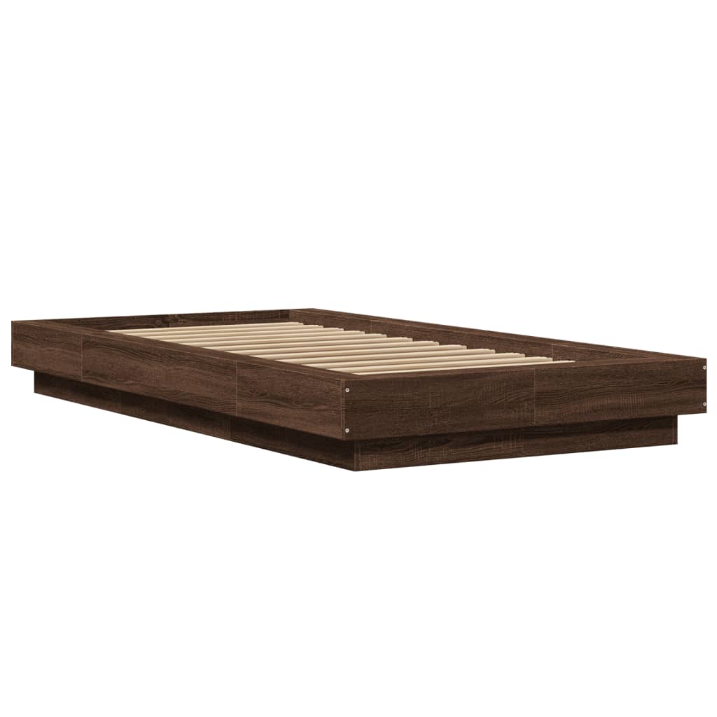 Okvir za krevet smeđi hrast 75x190 cm konstruirano drvo