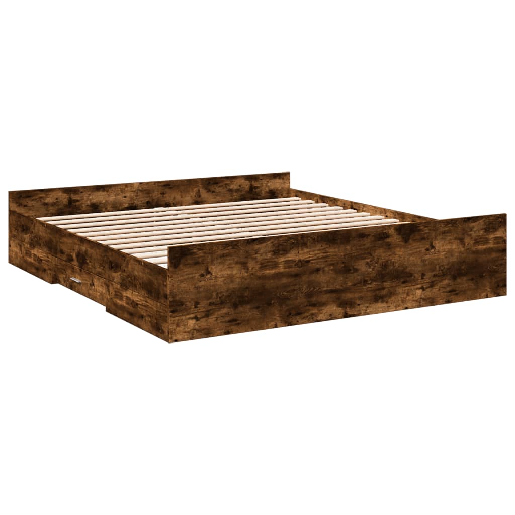 Okvir kreveta s ladicama boja hrasta 200x200 cm