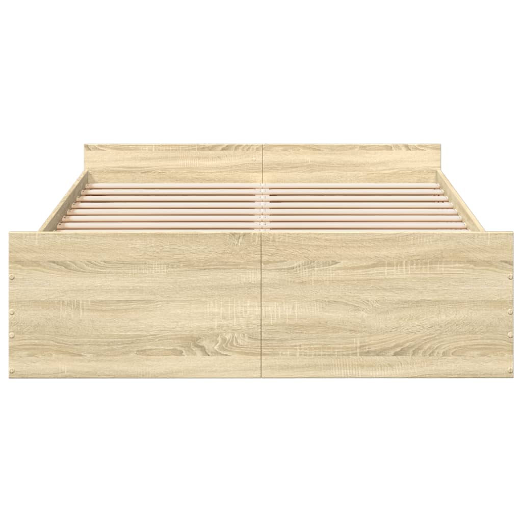 Okvir za krevet s ladicama boja hrasta 135x190 cm drveni