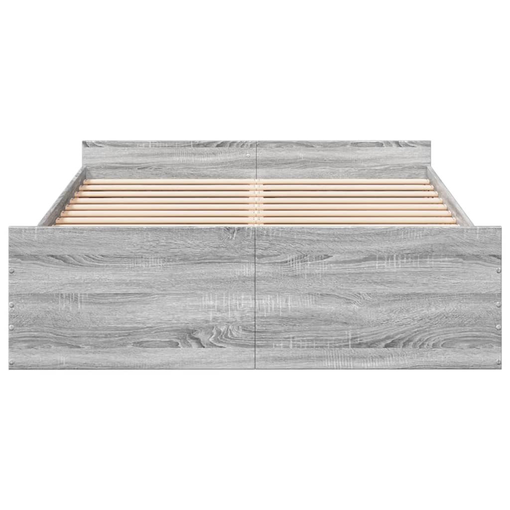Okvir za krevet s ladicama boja sivog hrasta 135x190 cm