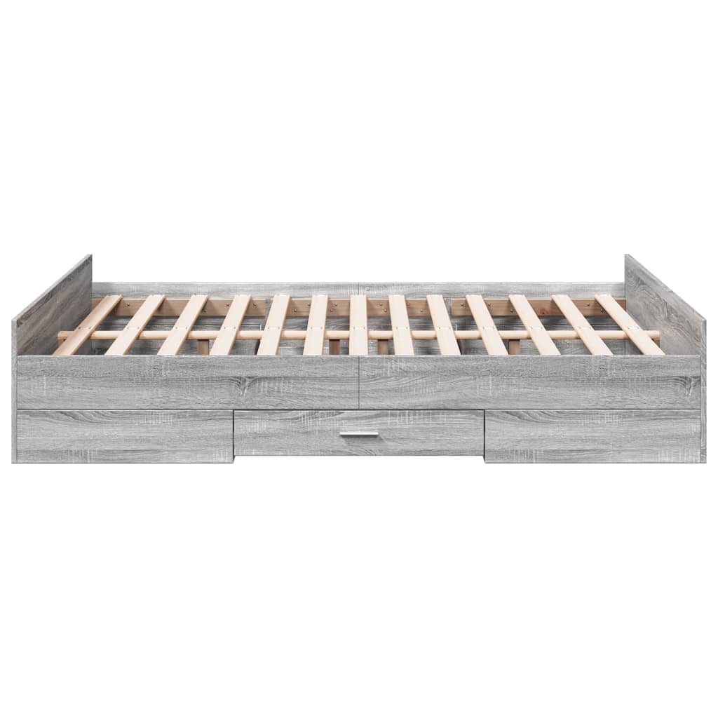 Okvir za krevet s ladicama boja sivog hrasta 135x190 cm