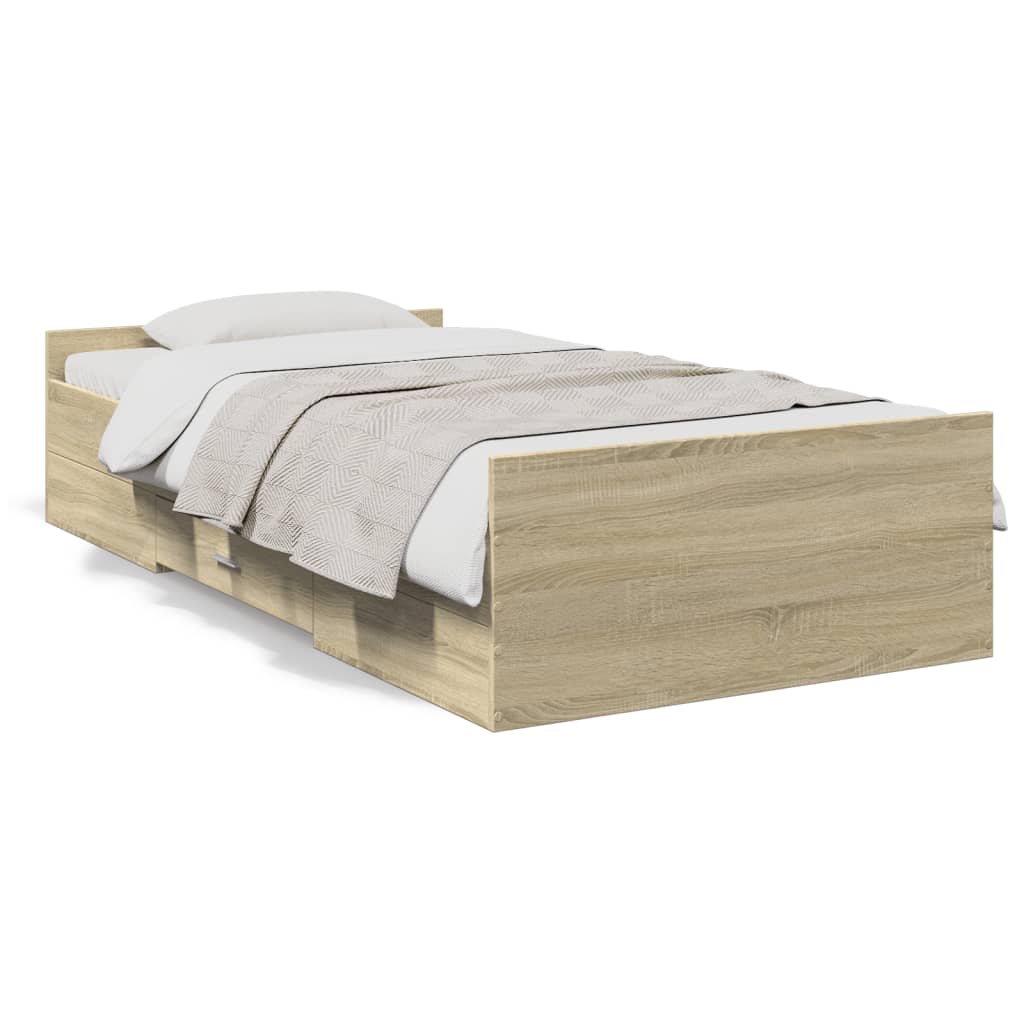 Okvir za krevet s ladicama boja hrasta 90x200 cm
