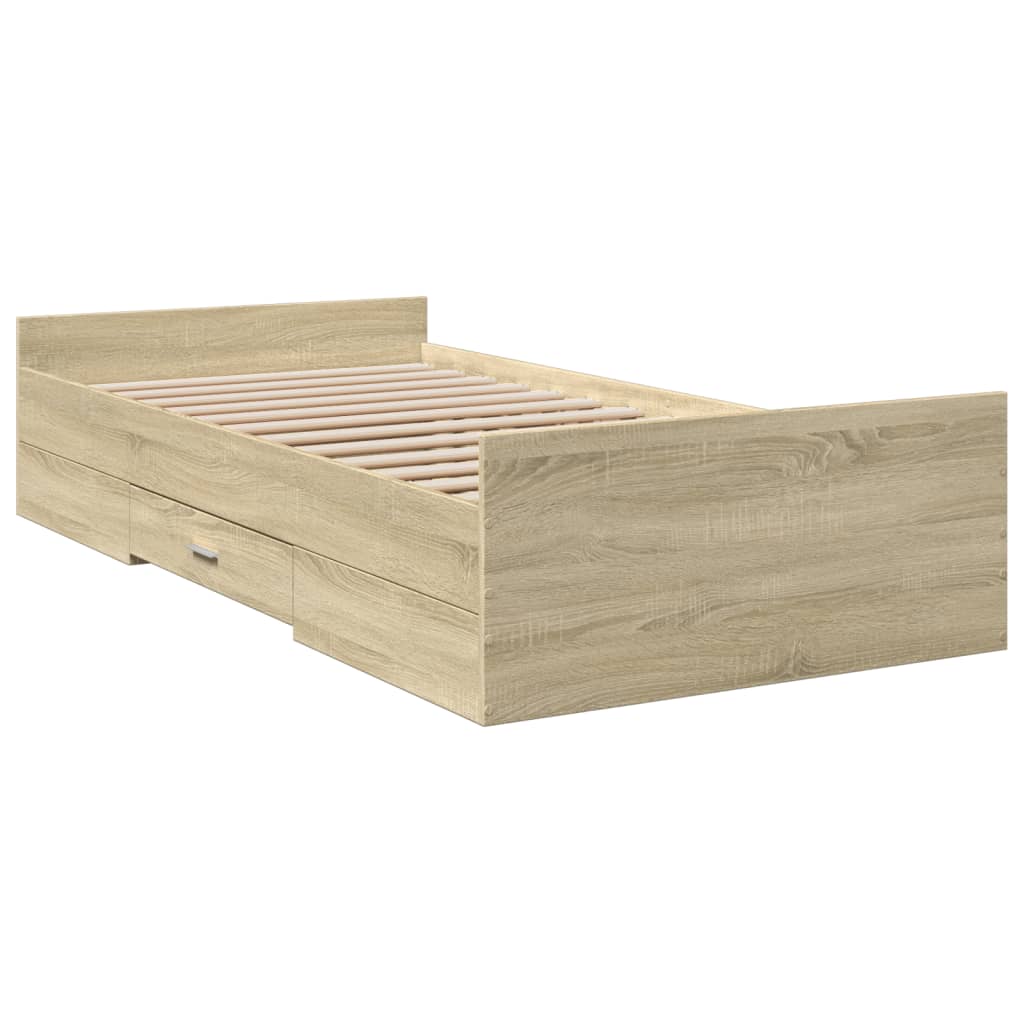 Okvir za krevet s ladicama boja hrasta 90x200 cm