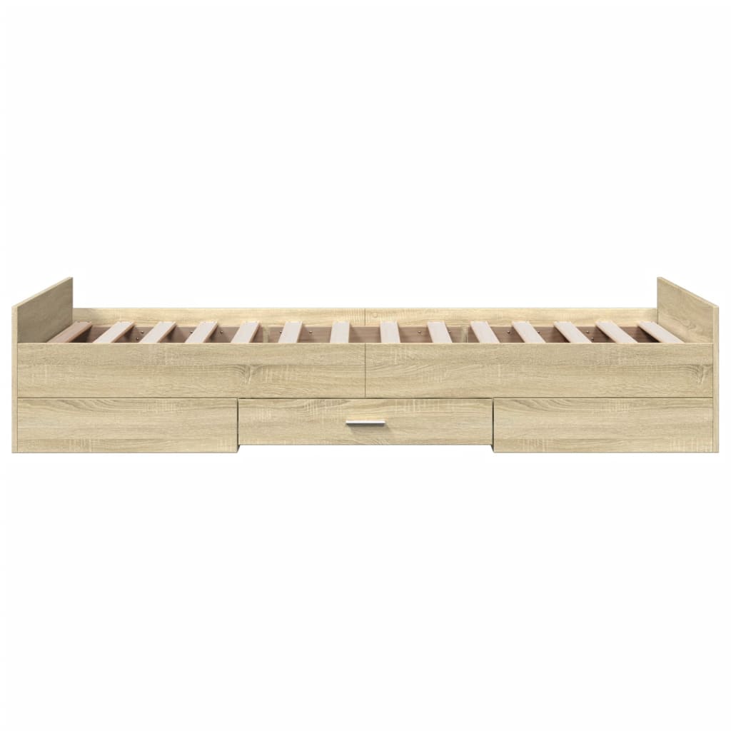 Okvir za krevet s ladicama boja hrasta 90x200 cm