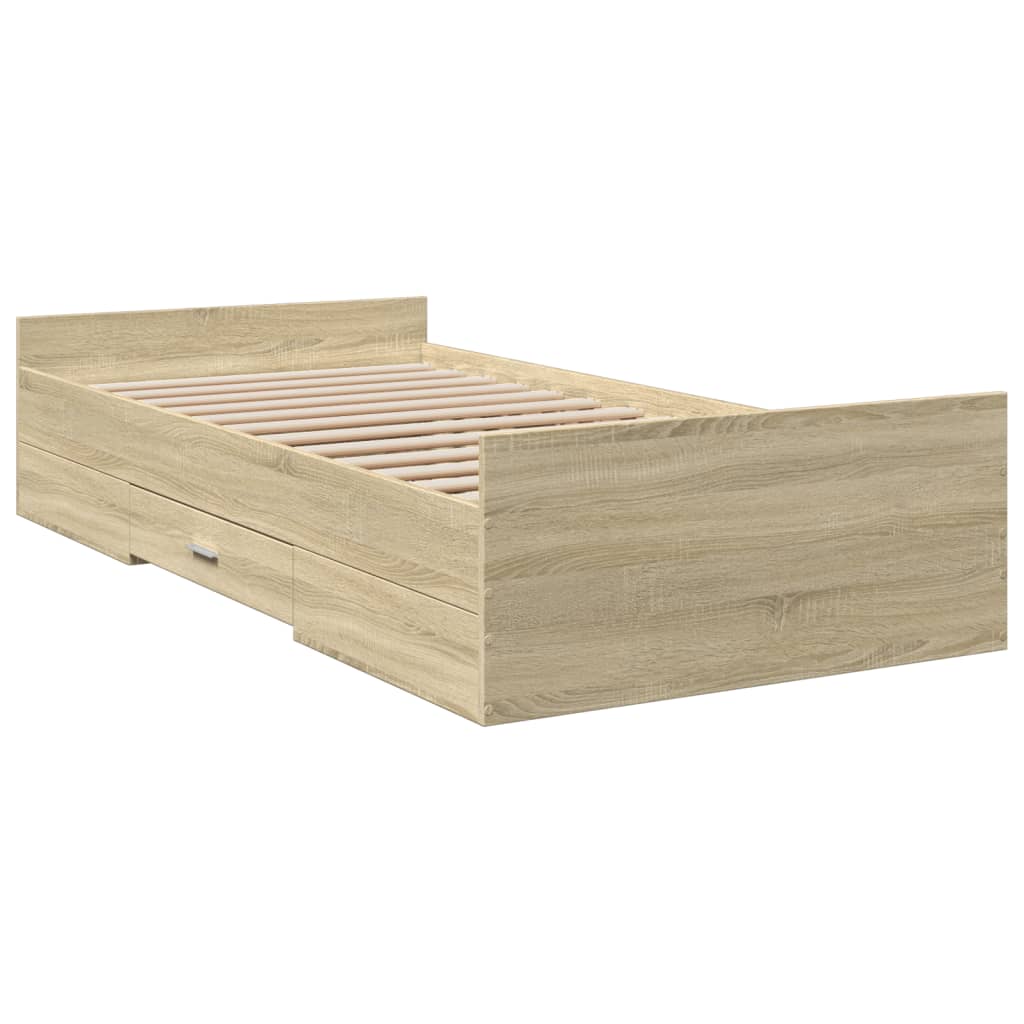 Okvir za krevet s ladicama boja hrasta 90x200 cm
