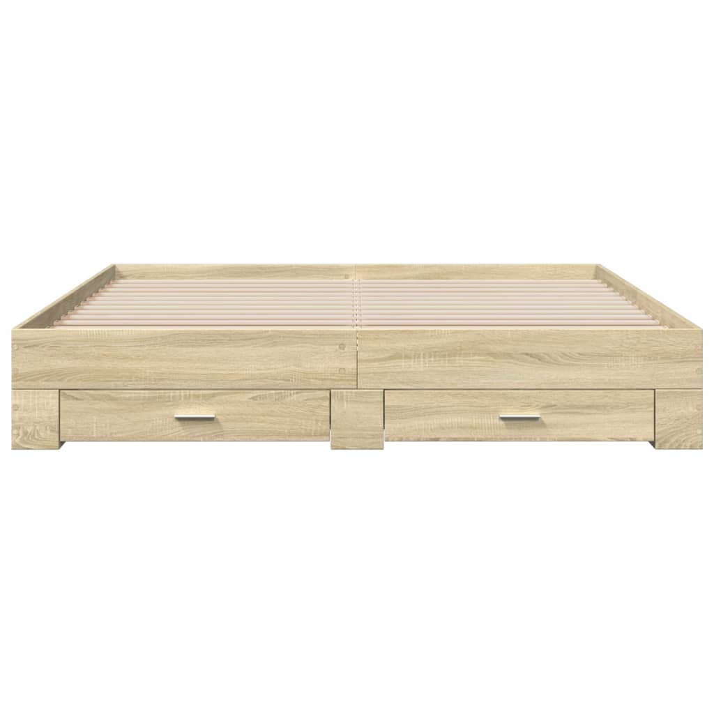 Okvir za krevet s ladicama boja hrasta 200x200 cm drveni