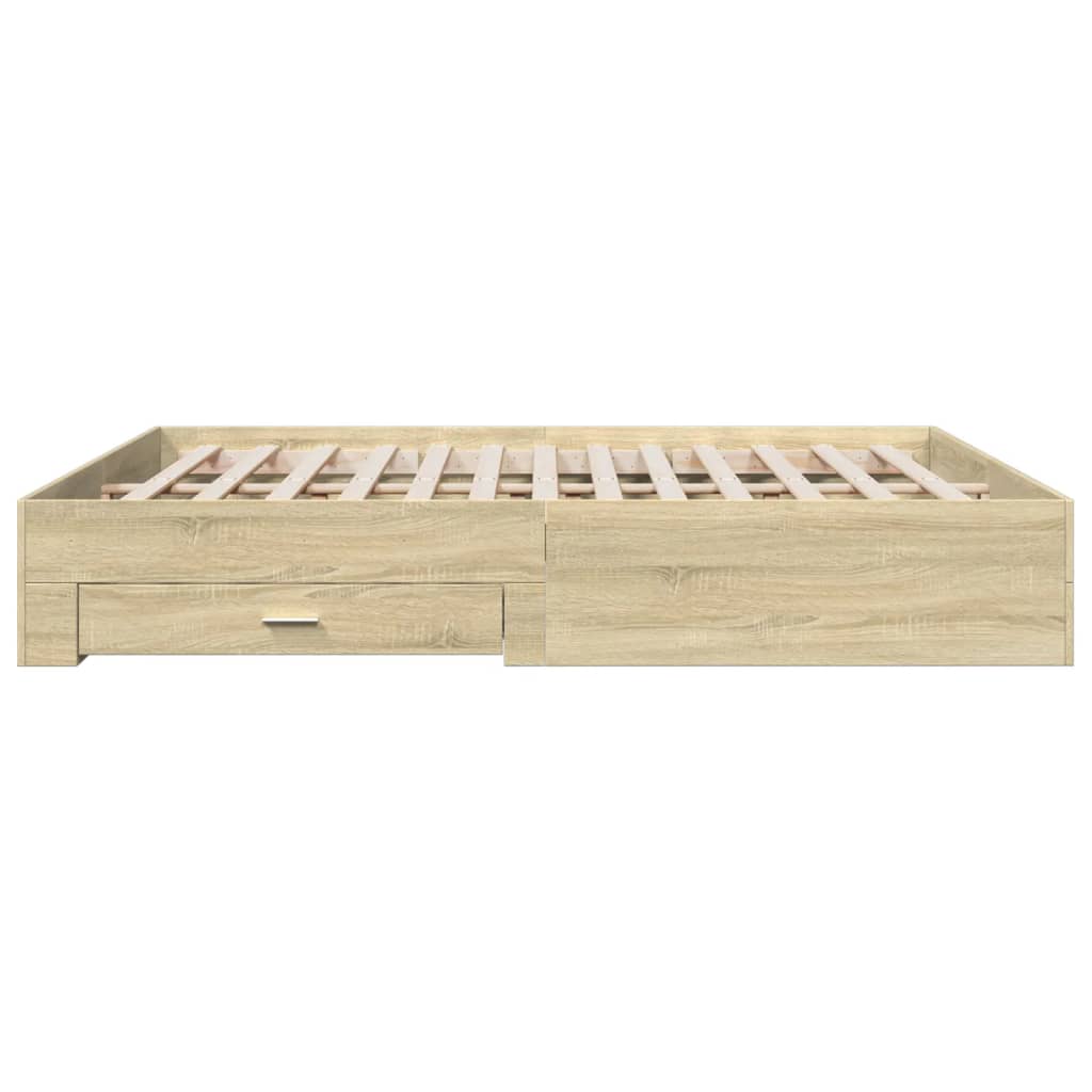 Okvir za krevet s ladicama boja hrasta 200x200 cm drveni