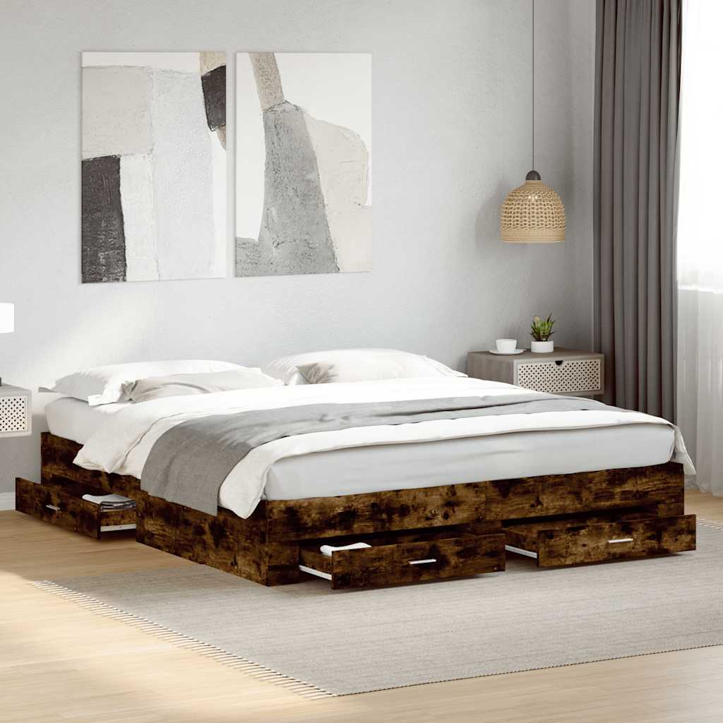 Okvir kreveta s ladicama boja hrasta 180x200 cm