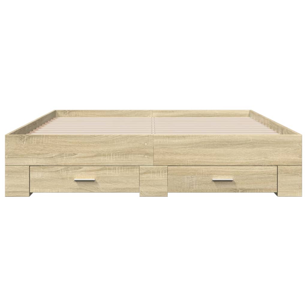Okvir za krevet s ladicama boja hrasta 160x200 cm drveni