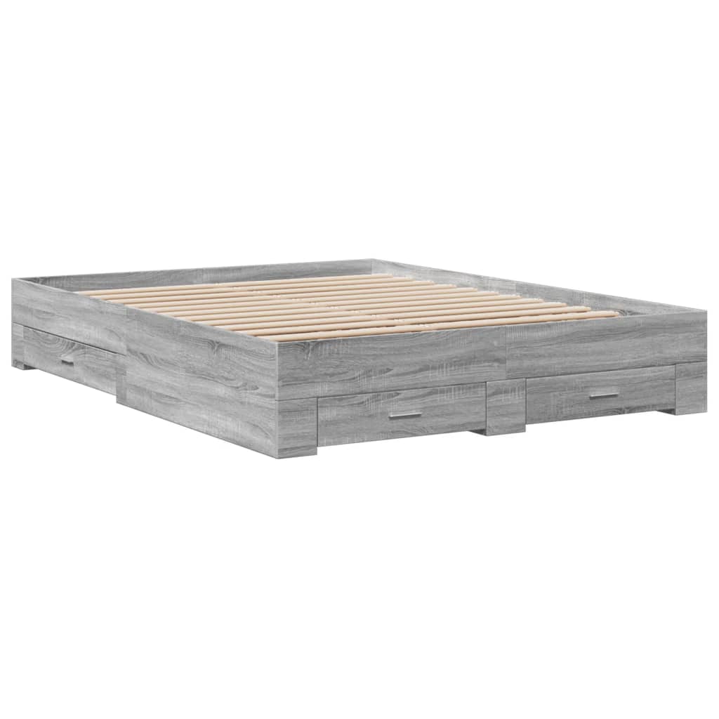 Okvir za krevet s ladicama boja hrasta 160x200 cm drveni