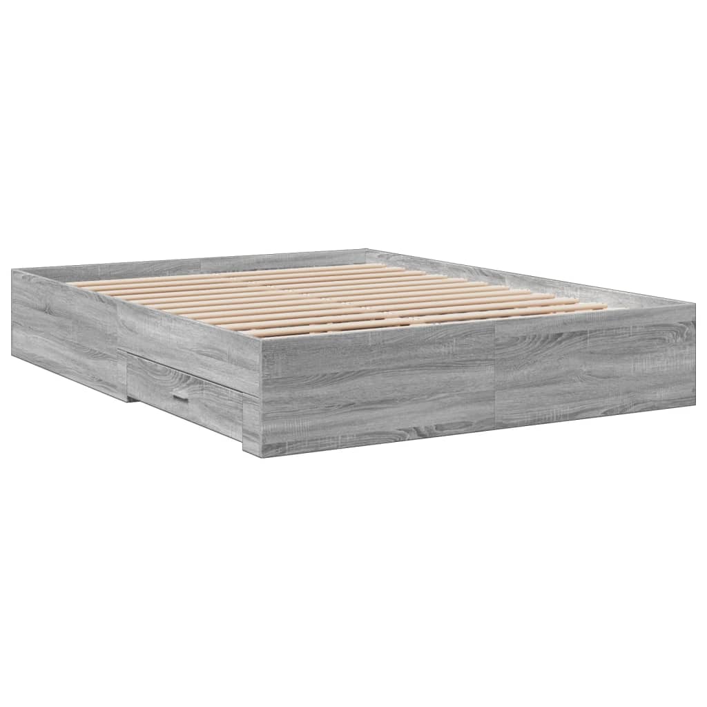Okvir za krevet s ladicama boja hrasta 160x200 cm drveni