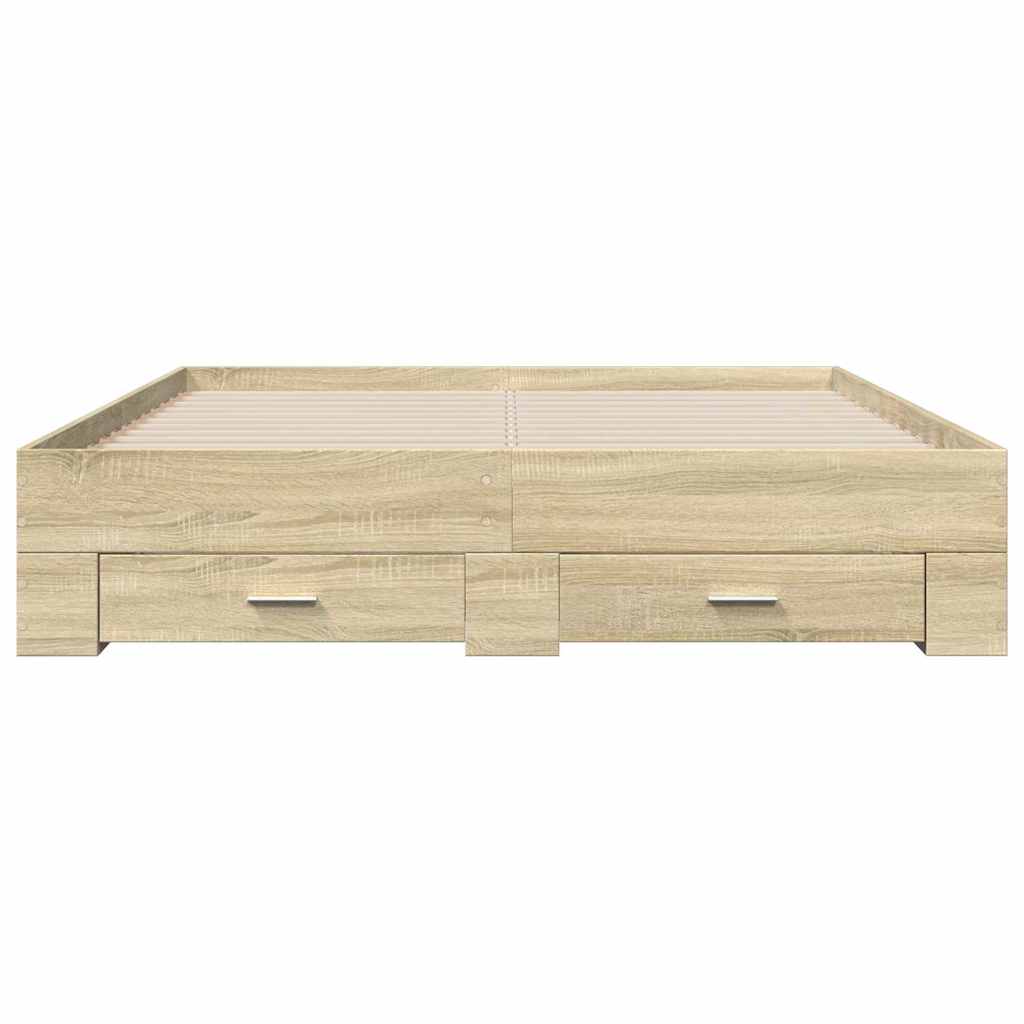 Okvir kreveta s ladicama boja hrasta sonome 150 x 200 cm drveni