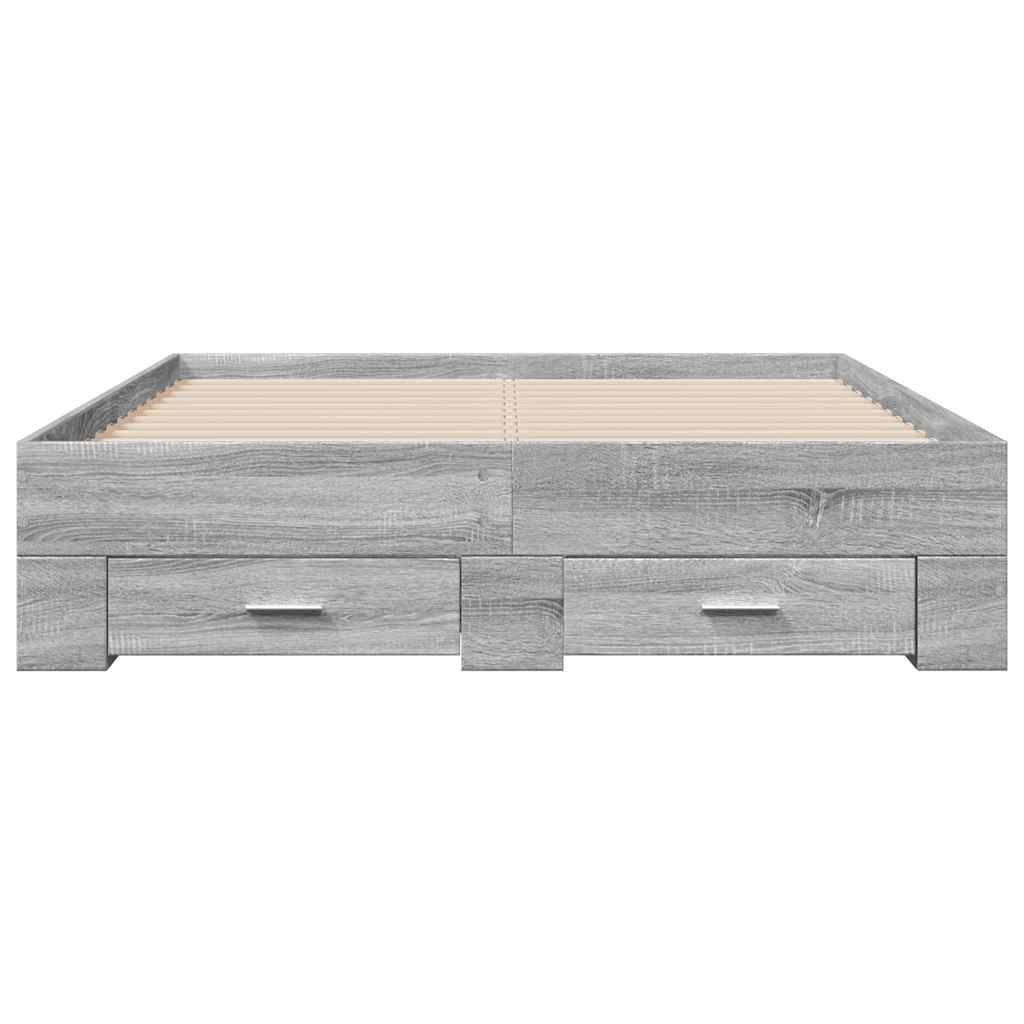 Okvir za krevet s ladicama boja sivog hrasta 135x190 cm