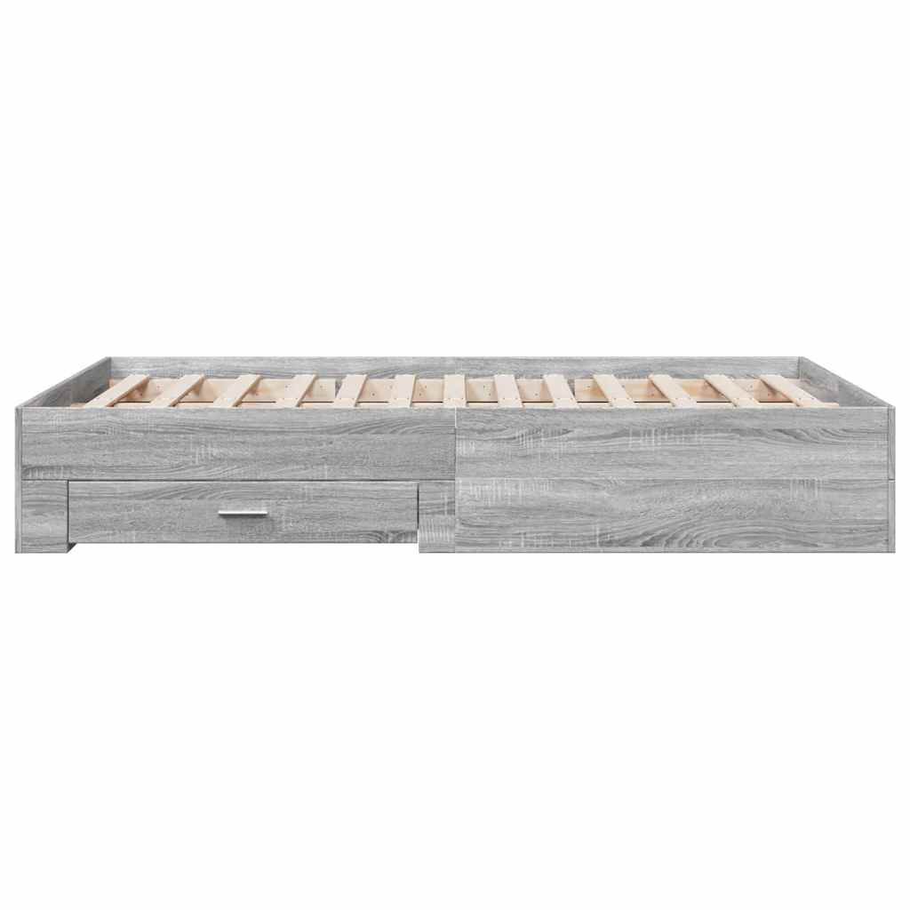 Okvir za krevet s ladicama boja sivog hrasta 135x190 cm