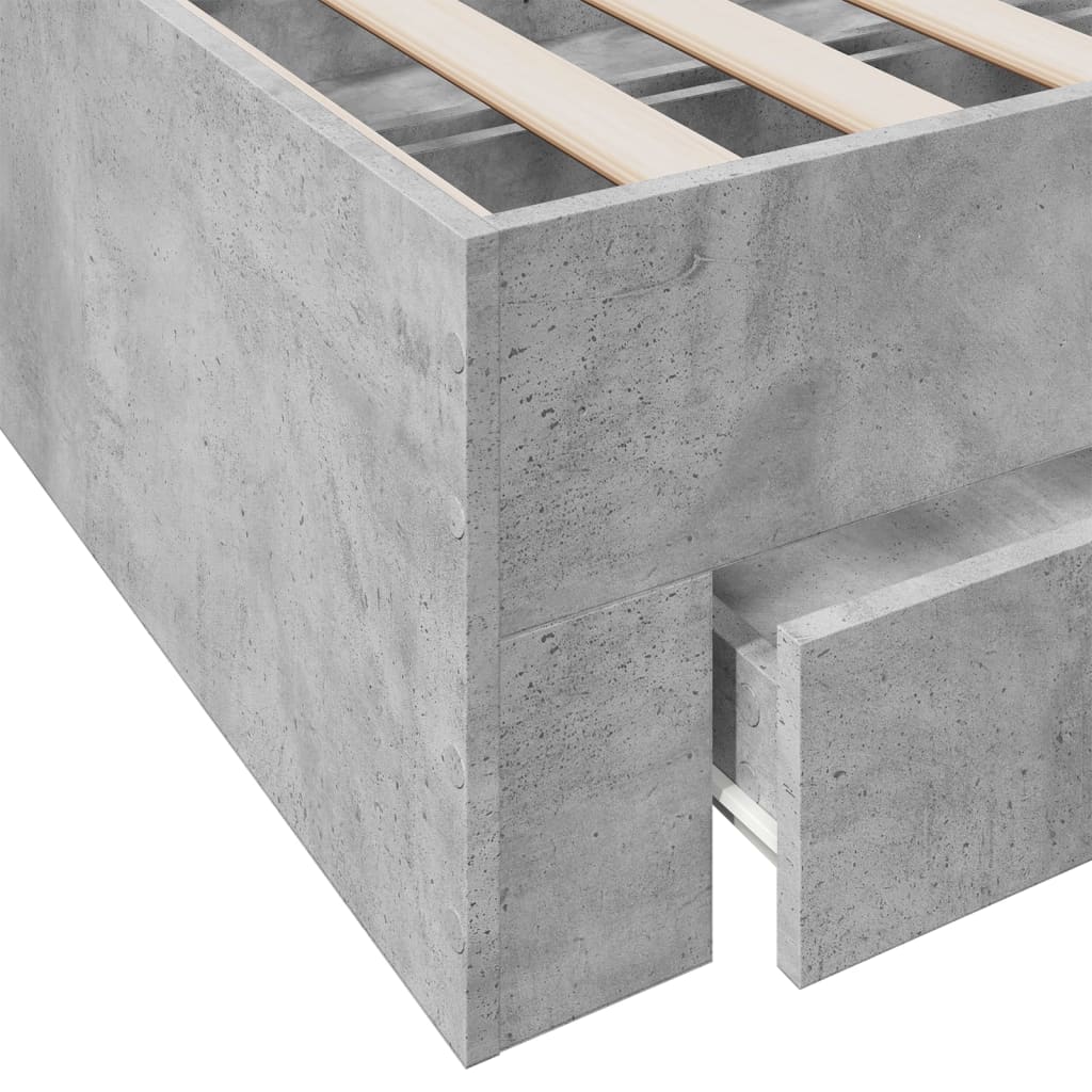 Okvir kreveta s ladicama siva boja betona 100x200 cm drveni