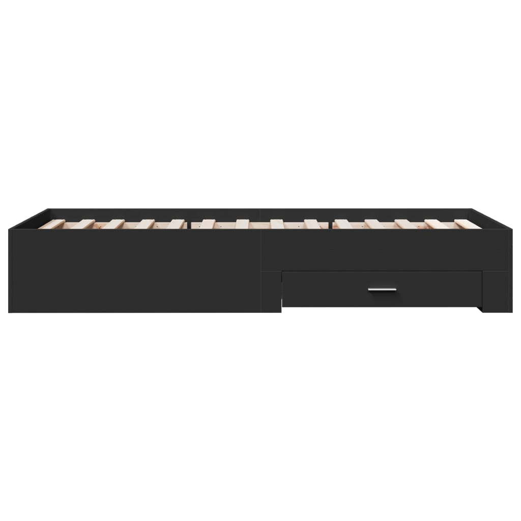 Okvir kreveta s ladicama crni 75 x 190 cm konstruirano drvo