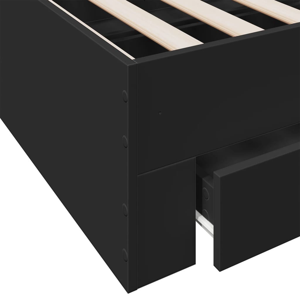 Okvir kreveta s ladicama crni 75 x 190 cm konstruirano drvo