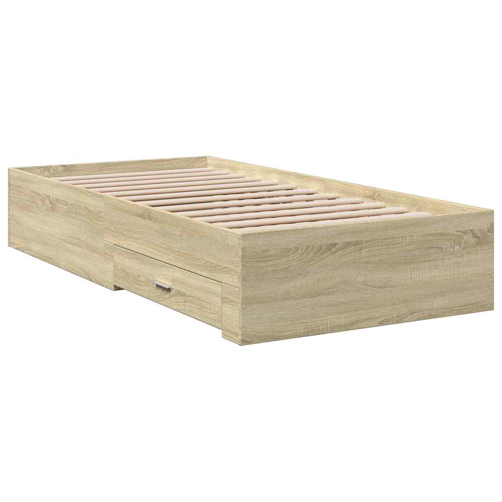 Okvir kreveta s ladicama boja hrasta sonome 75x190 cm drveni