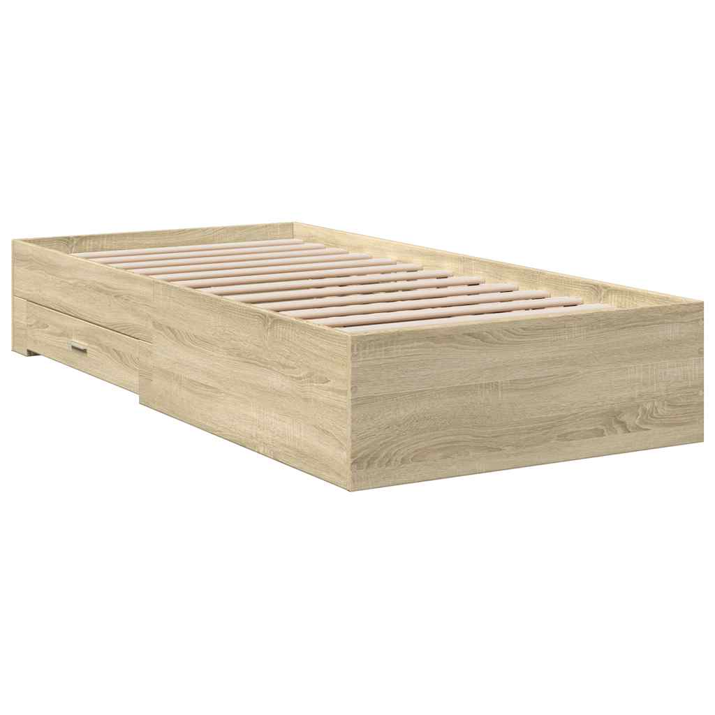 Okvir kreveta s ladicama boja hrasta sonome 75x190 cm drveni