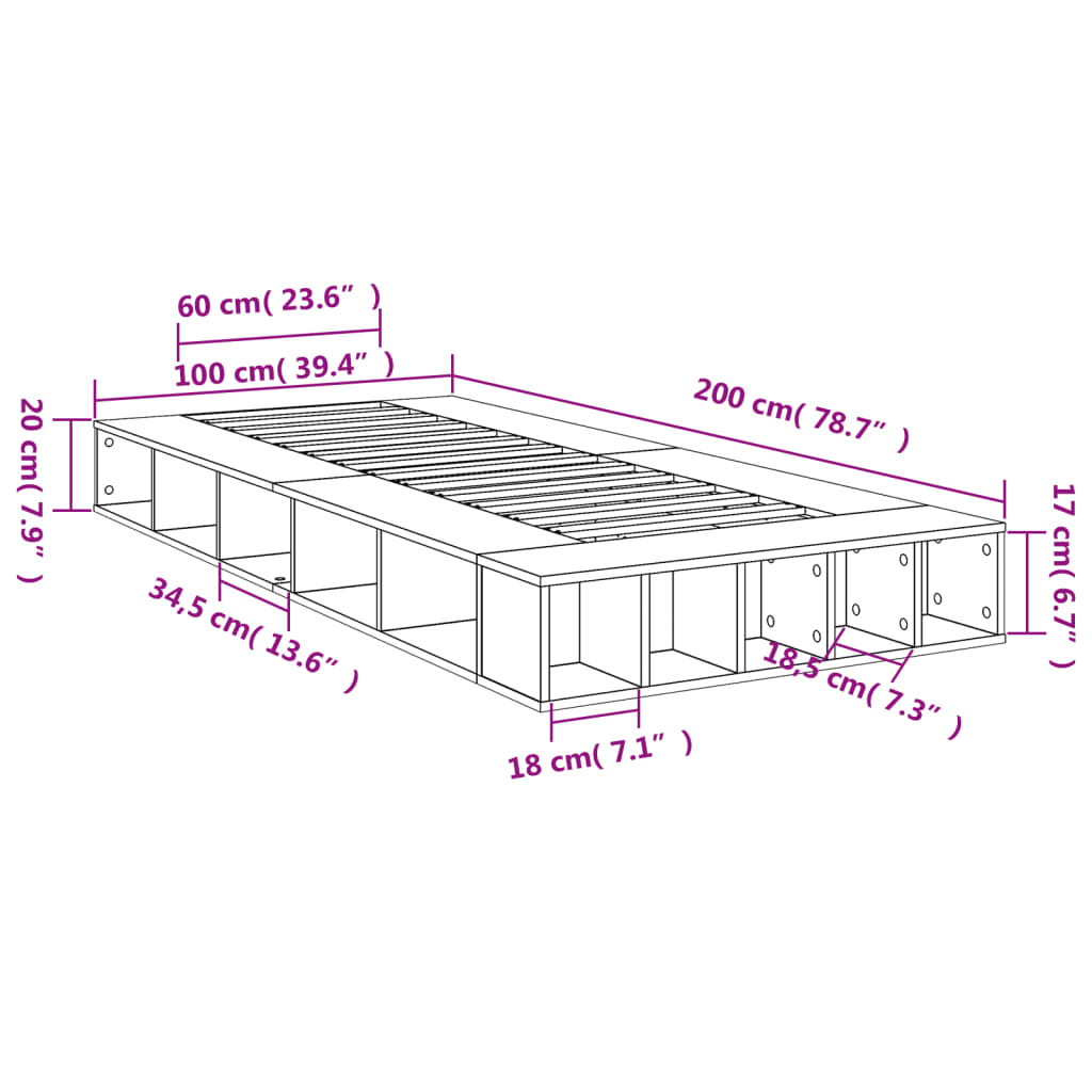 Okvir za krevet bijeli 120 x 200 cm konstruirano drvo