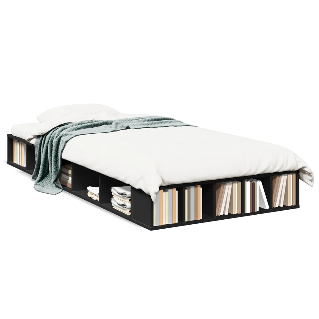 Okvir za krevet crni 75 x 190 cm od konstruiranog drva