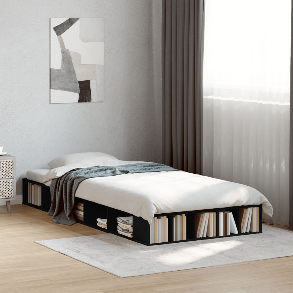Okvir za krevet crni 75 x 190 cm od konstruiranog drva