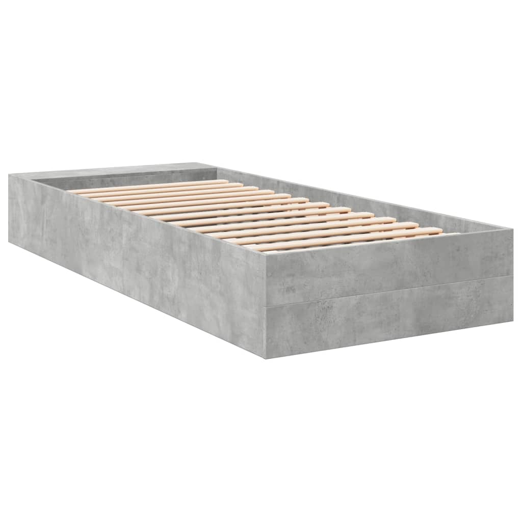 Okvir kreveta boja betona 90x200 cm od konstruiranog drva