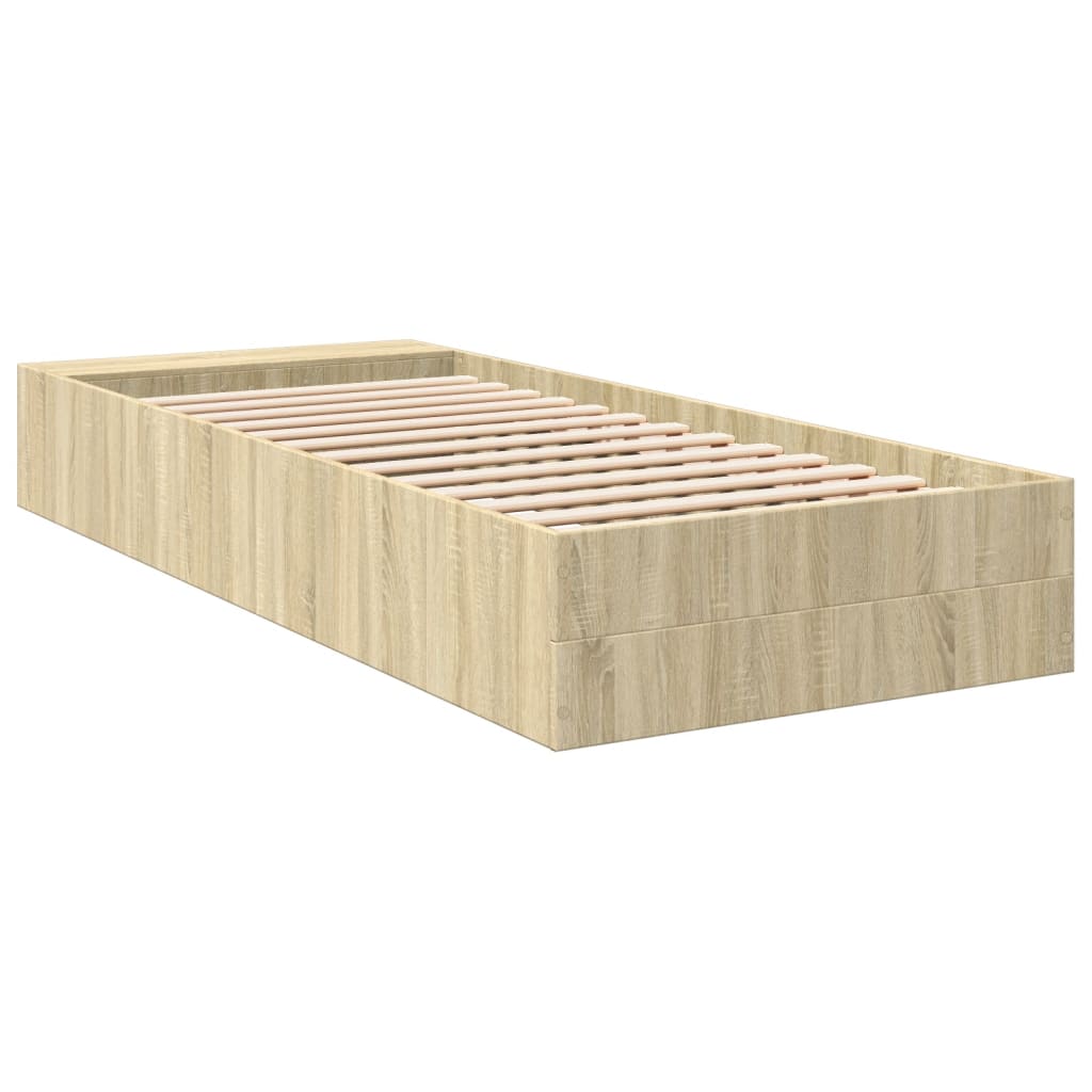 Okvir za krevet boja hrasta 90 x 190 cm od konstruiranog drva