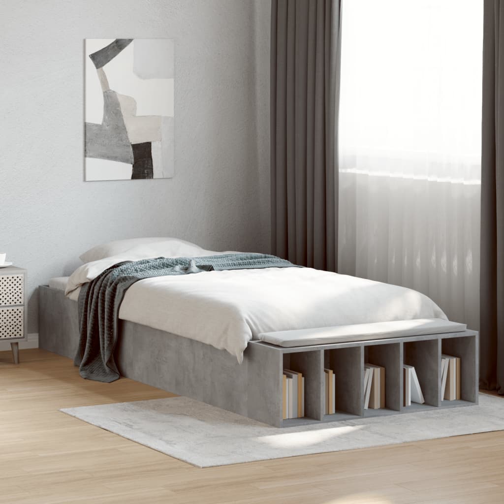 Okvir kreveta boja betona 75x190 cm od konstruiranog drva