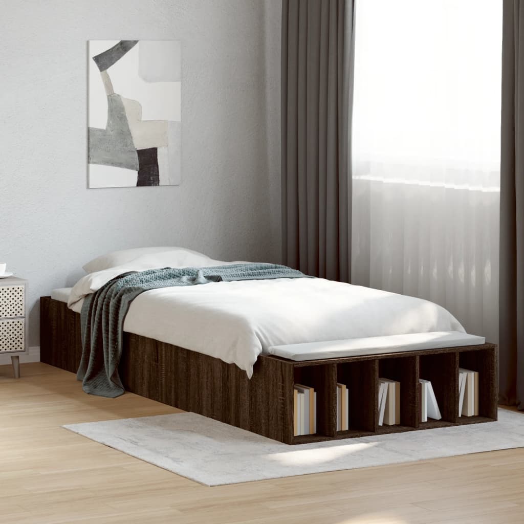 Okvir za krevet smeđi hrast 75x190 cm konstruirano drvo