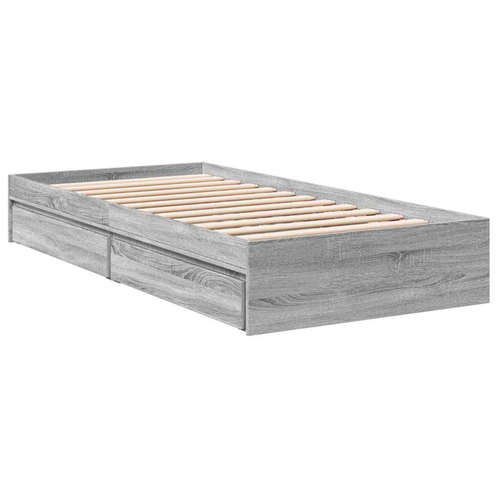 Okvir za krevet s ladicama boja hrasta 100x200 cm drveni