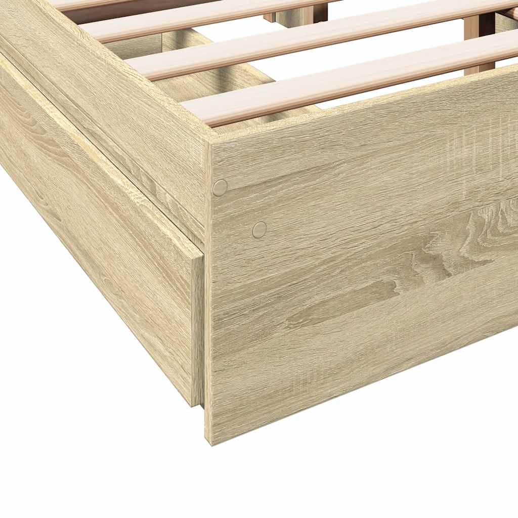 Okvir za krevet s ladicama boja hrasta 120x190 cm drveni