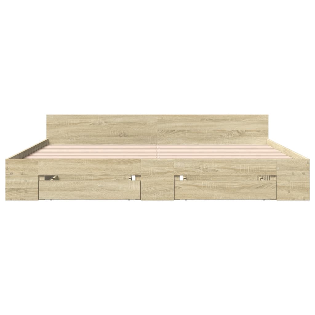 Okvir za krevet s ladicama boja hrasta 180x200 cm