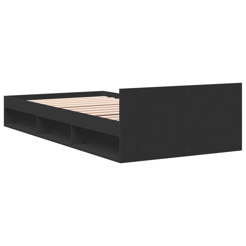 Okvir kreveta s ladicom crni 90 x 190 cm konstruirano drvo