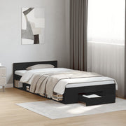 Okvir kreveta s ladicom crni 90 x 190 cm konstruirano drvo