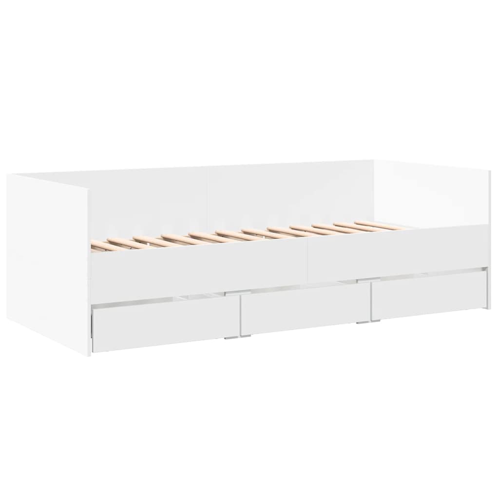 Dnevni krevet s ladicama bez madraca bijeli 100 x 200 cm