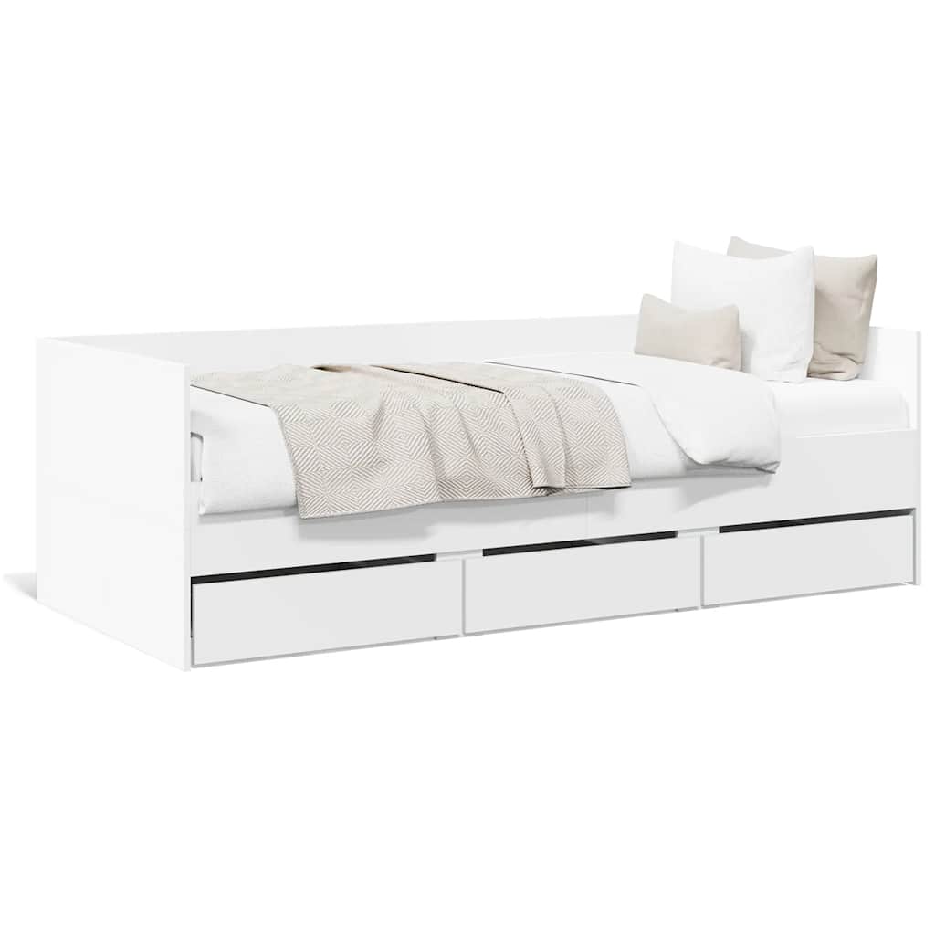 Dnevni krevet s ladicama bez madraca bijeli 90x200 cm