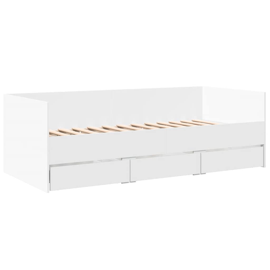 Dnevni krevet s ladicama bez madraca bijeli 90x200 cm
