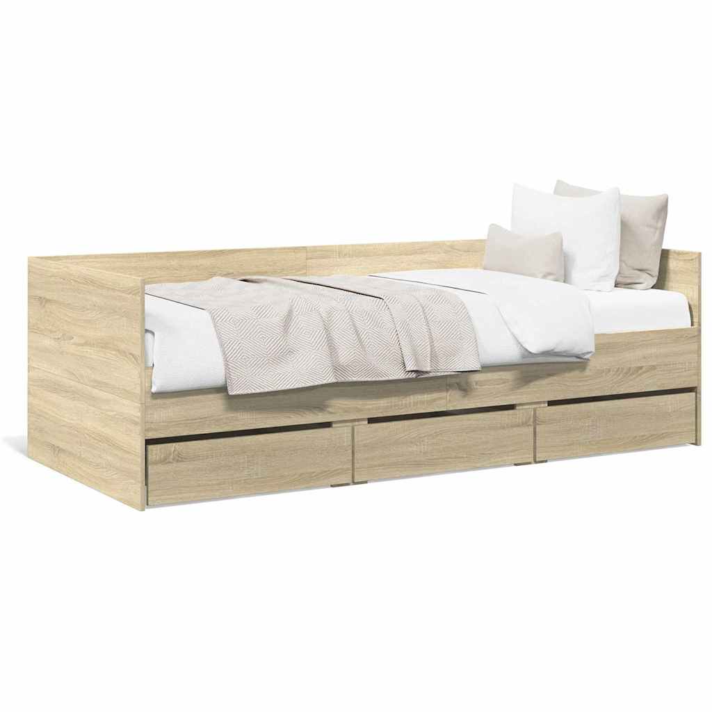 Dnevni krevet s ladicama bez madraca boja hrasta 90x200 cm