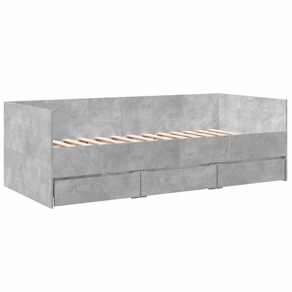 Dnevni krevet s ladicama bez madraca siva boja betona 90x200 cm