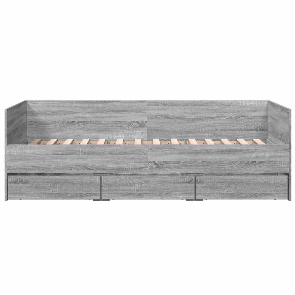 Dnevni krevet s ladicama bez madraca siva boja hrasta 90x200 cm