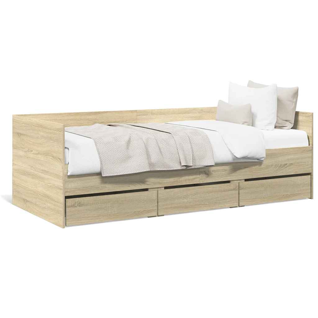 Dnevni krevet s ladicama bez madraca boja hrasta 90x190 cm