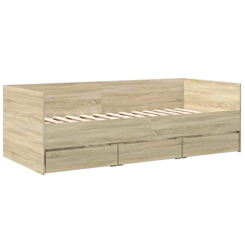 Dnevni krevet s ladicama bez madraca boja hrasta 90x190 cm