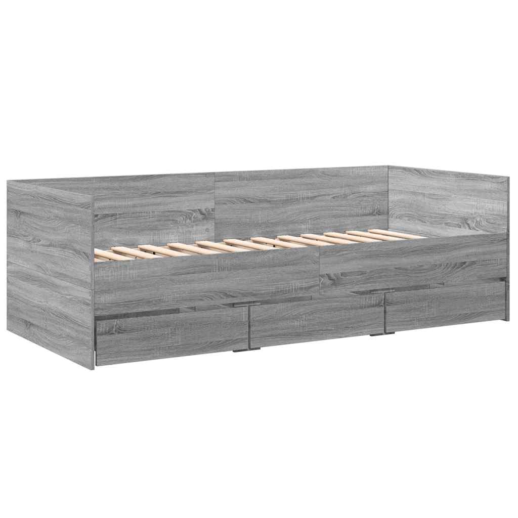 Dnevni krevet s ladicama bez madraca siva boja hrasta 90x190 cm